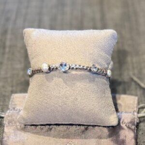 Brighton Silver, Pearl, and Crystal Bangle Bracelet